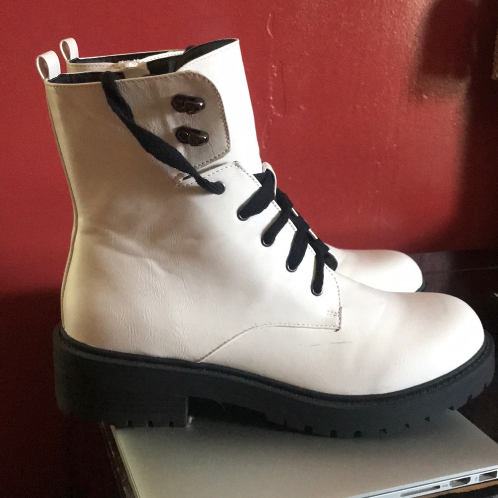 White combat boots